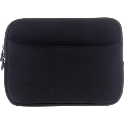 Crna pravokutna navlaka za laptop sa zatvaračem na lijevoj strani i prednjim džepom.