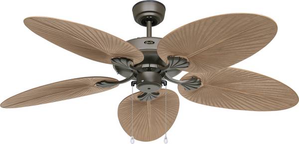 CasaFan CLASSIC OUTDOOR 132 BZ-PR Flügel Kunststoff Palme/Rattan braun stropni ventilator  61 W (Ø x V) 132 cm x 375 mm brončana boja zimski pogon