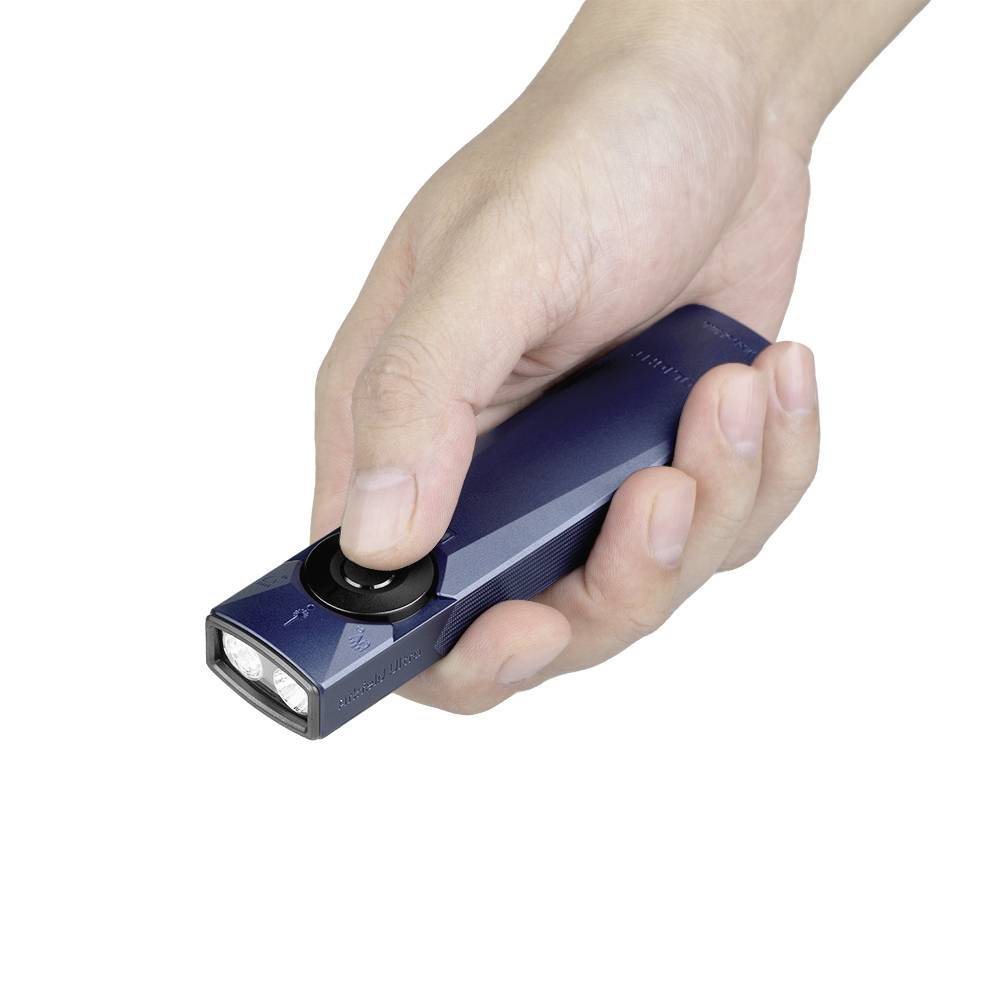 Plavi ručni skener s objektivom kamere na kraju, namijenjen skeniranju i digitalizaciji dokumenata, opremljen kopčom za jednostavno nošenje.