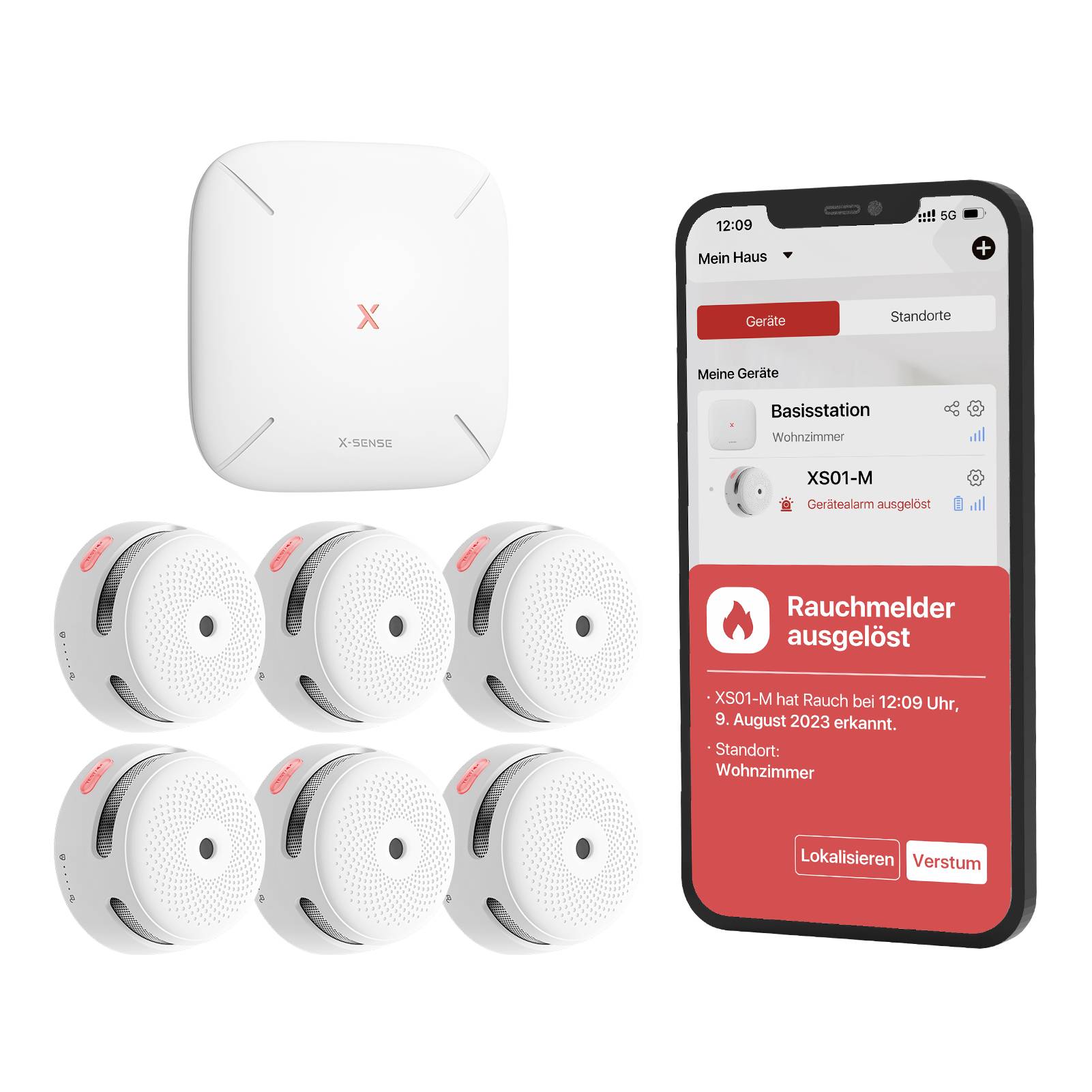X-Sense FS61 komplet senzora za upozorenje na dim plus centrala s kontrolom aplikacije (Š x V x D) 90 x 26.5 x 90 mm-1