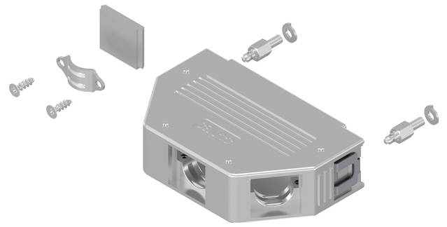 Metalni komplet za zidnu montažu za električni uređaj, koji prikazuje nekoliko dijelova uključujući vijke, nosače i komponente za montažu.