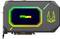 ZOTAC Gaming grafička kartica s osvjetljenim logotipom i reflektivnom površinom, naglašavajući njen dizajn i brendiranje.