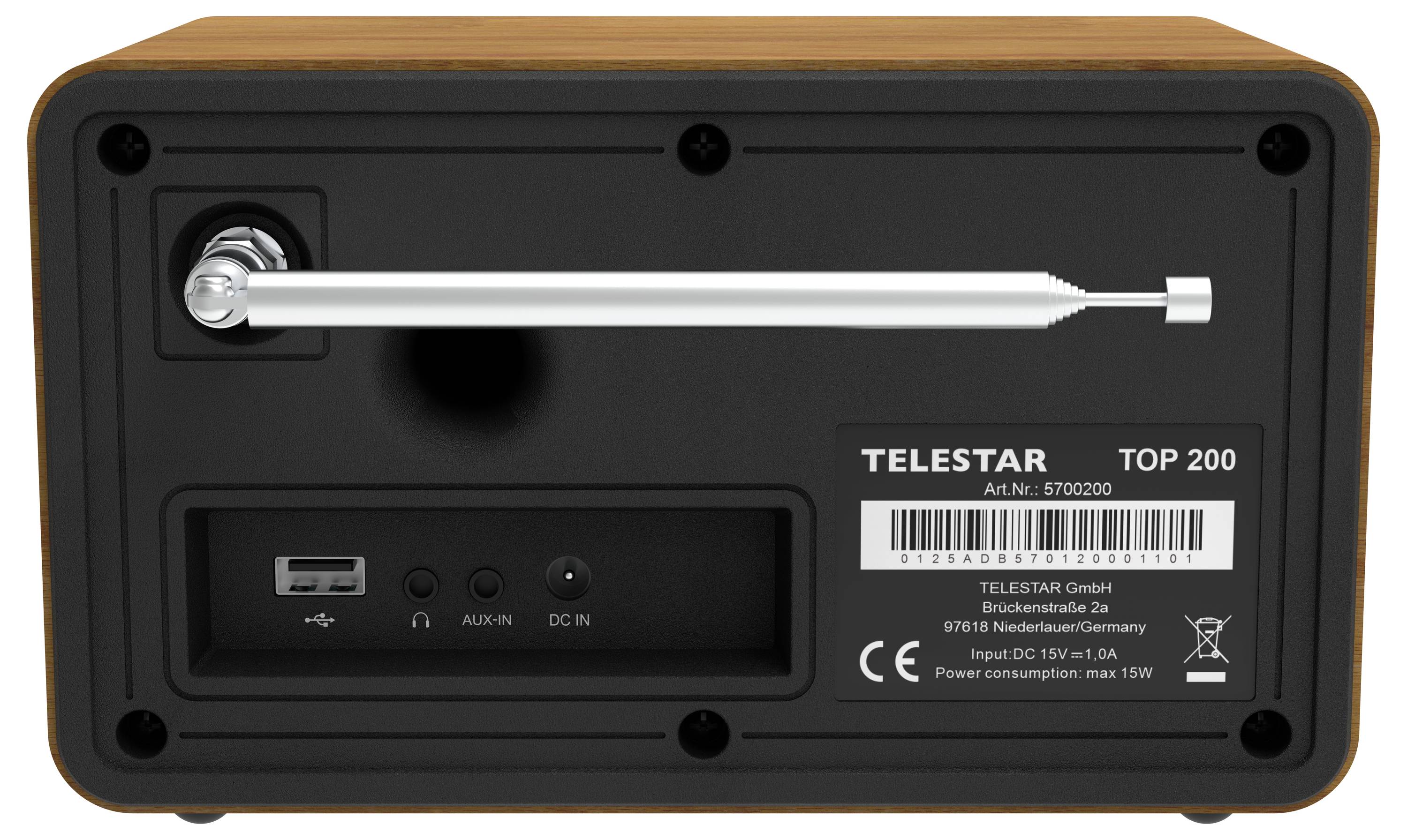 Telestar TOP 200 Holz internet prijenosni radio internet, DAB+ (1012), UKW (1014) Bluetooth®, USB, WLAN, AUX drvo-2