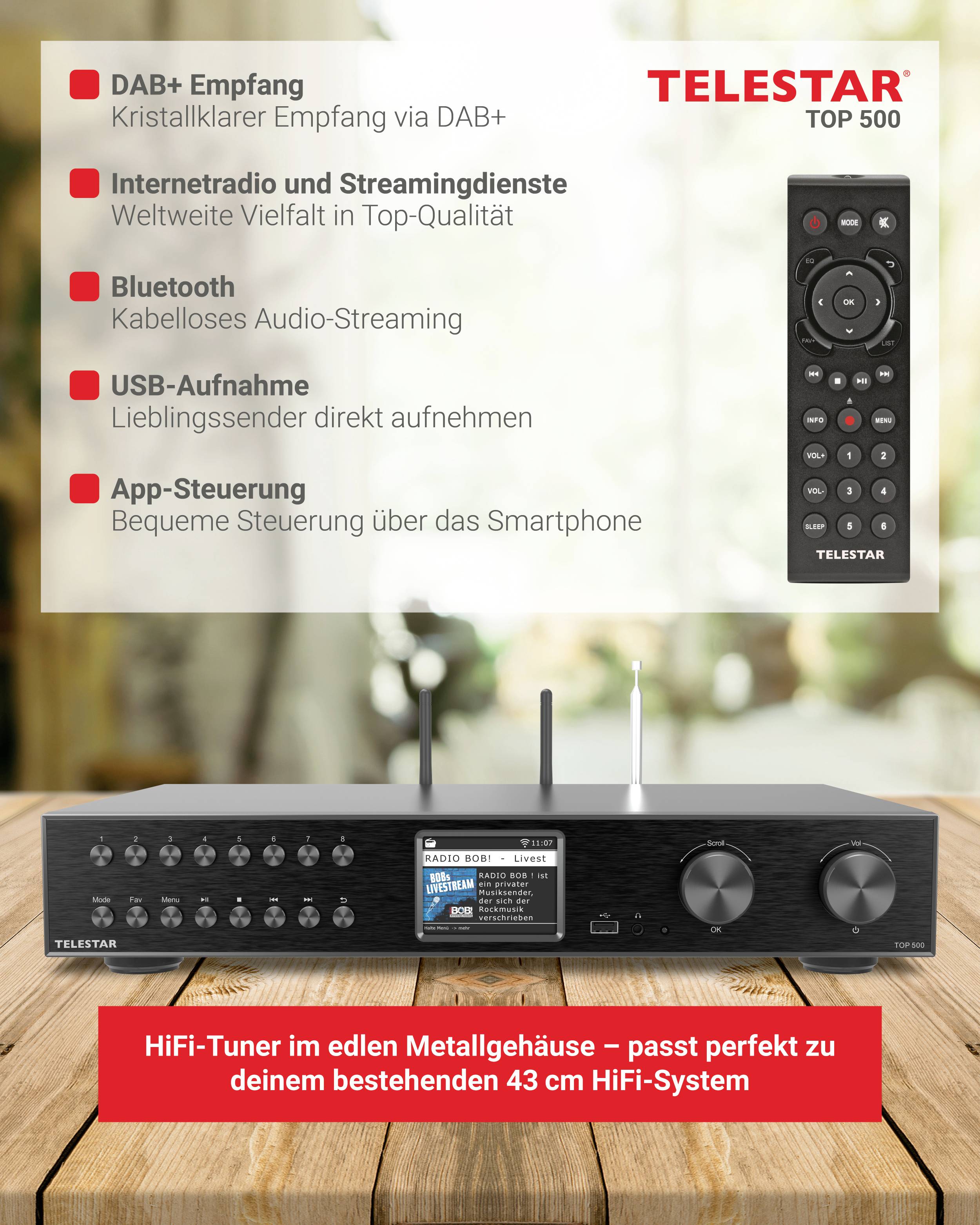 Telestar TOP 500 Schwarz HiFi - tuner crna-6