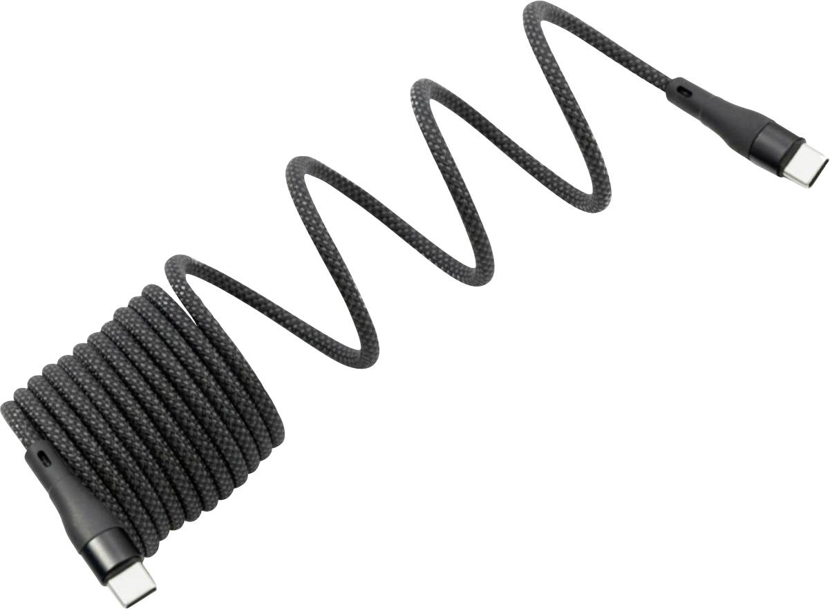 BKL Electronic 10080173 USB-C-kabel USB 2.0 USB-B stekker 2 m Zwart Afscherming gevlochten