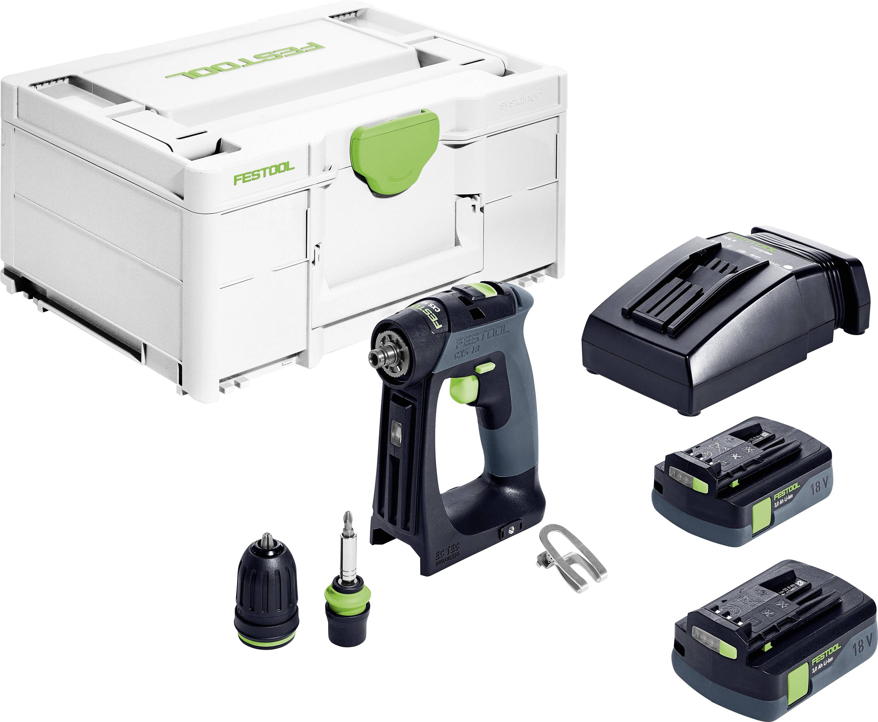 Festool CXS 18 C 3,0-Plus 576883 Borrskruvdragare batteri 18 V 3.00 Ah inkl. 1x batteri, inkl. laddare