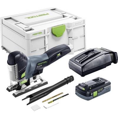 Ubodni strojevi komplet 'Festool PSC 420' sa spremištem, punjačem, baterijom, listovima pile i priborom za stolarske radove.