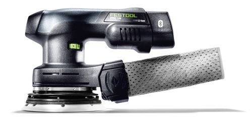 Crni i ergonomski električni brusilica s vrećicom za prikupljanje prašine, označena kao 'Festool ETS 125'.