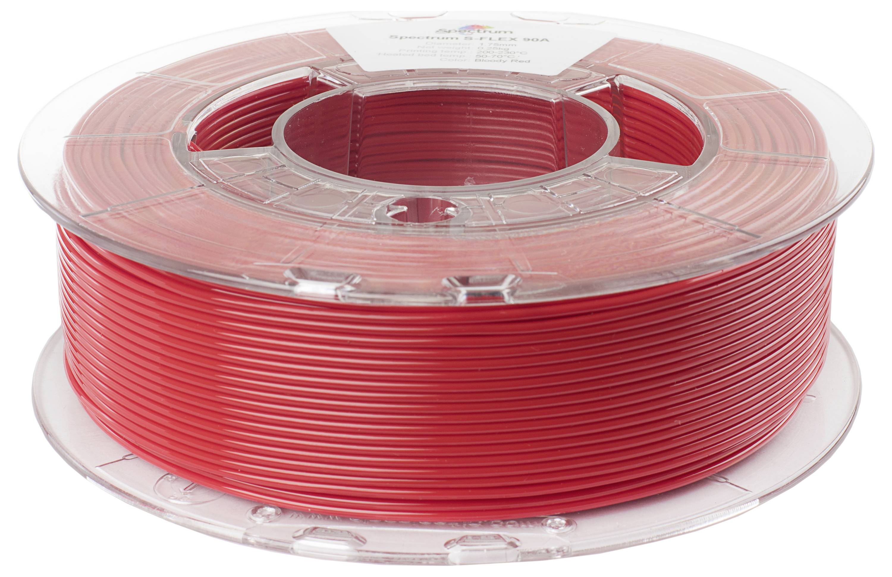 Kolut crvenog 3D pisača filament, uredno namotanog, spreman za upotrebu u 3D projektima štampanja.