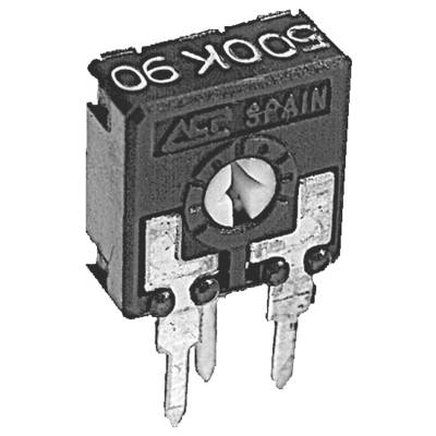 Mali elektronički komponenent označen kao '50 K 9D ALT SAIN', koji sadrži dvije metalne priključnice i središnji podesivi ventil, vjerojatno je varijabilni otpornik.
