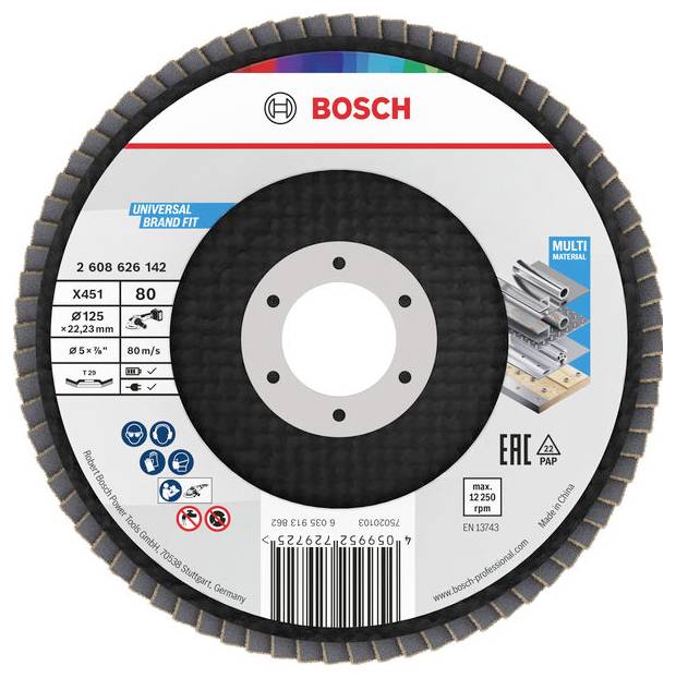 Bosch Accessories 2608626142 Lamellenschuurschijf Diameter 125 mm Korrelgrootte (num): 80 1 stuk(s)