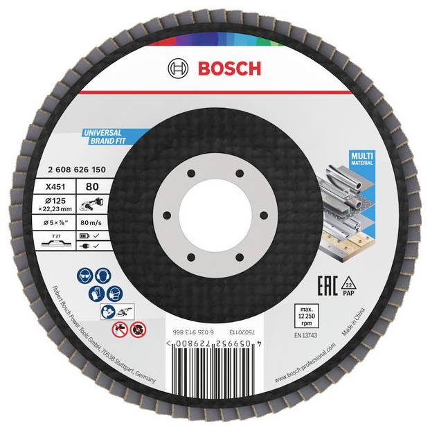 Bosch Accessories 2608626150 Lamellenschuurschijf Diameter 125 mm Korrelgrootte (num): 80 1 stuk(s)