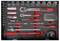 Set alata uredno složen u kutiji, uključujući nasadne ključeve, čegrtaljke, ključeve i mjerni trak, sve s crvenim i srebrnim naglascima.