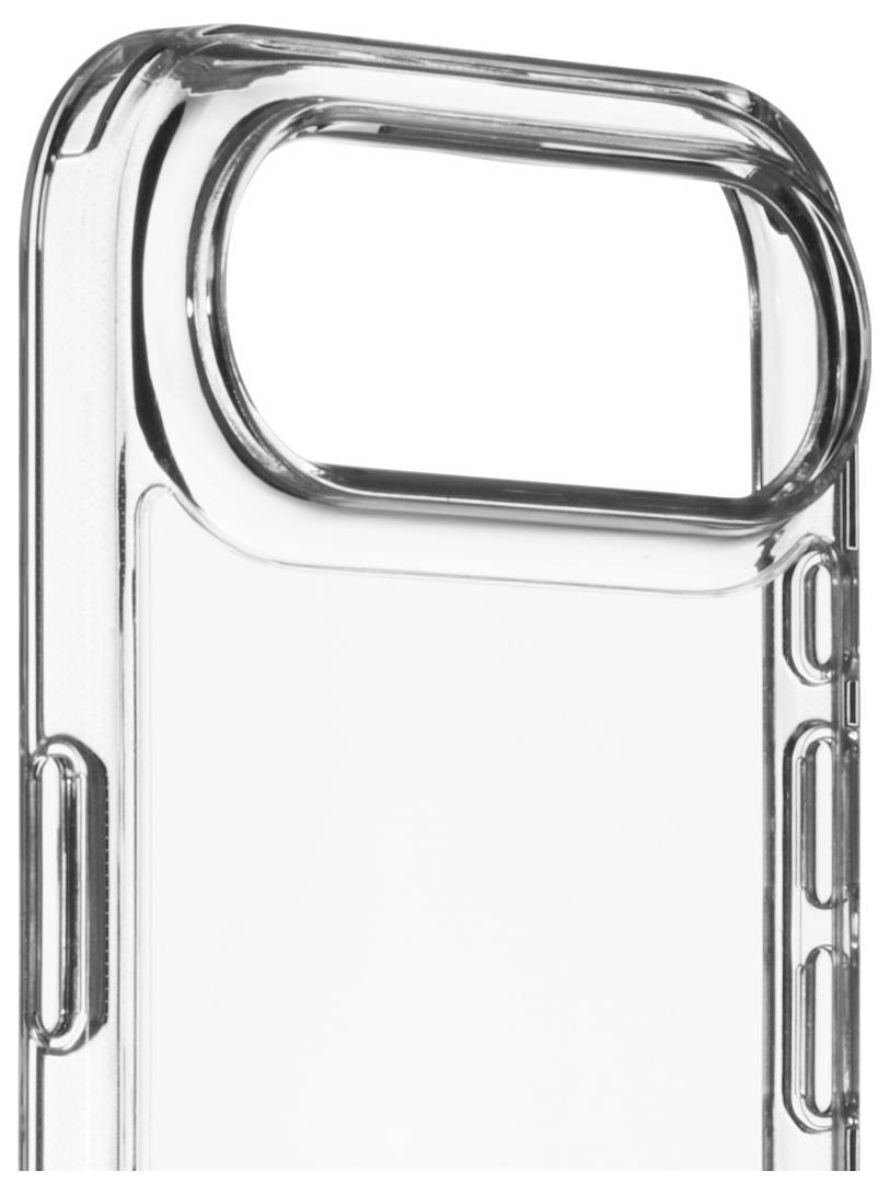 Prozirna plastična maska za telefon sa zaobljenim rubovima i otvorima za kameru, tipke i priključke, koja pruža zaštitu uz istovremeno zadržavanje vidljivosti dizajna.