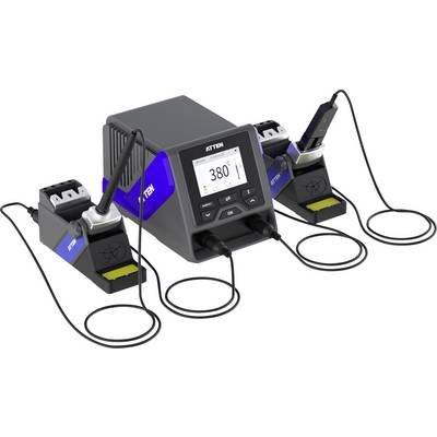 ATTEN stanica za lemljenje s više povezanih lemnih željeza i digitalnim zaslonom koji prikazuje 380°C.