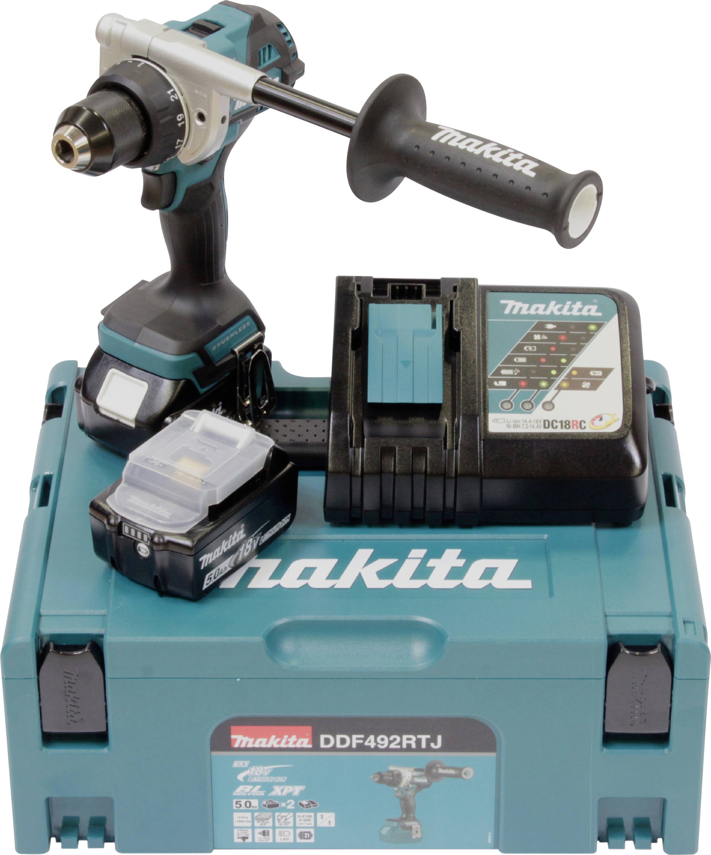 Makita DDF492RTJ Borrskruvdragare batteri 18 V 2-v&auml;xel borstfri