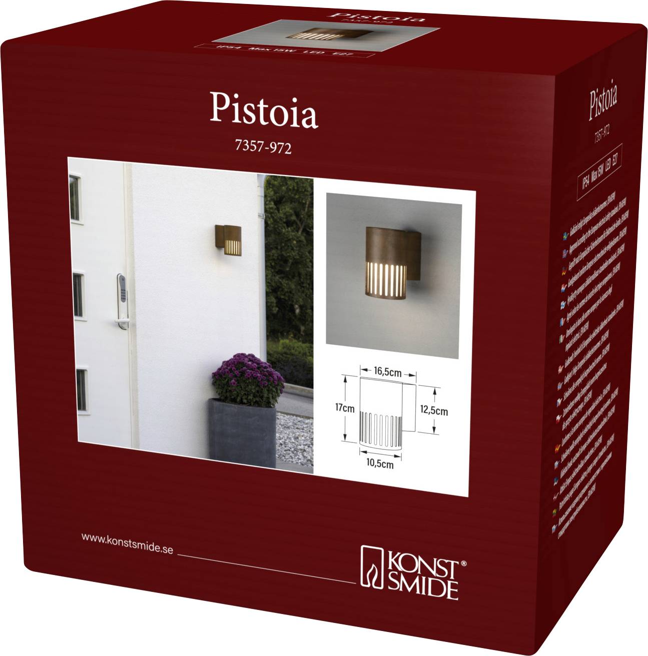 Konstsmide Pistoia 7357-972 vanjsko zidno svjetlo E27 15 W hrđa