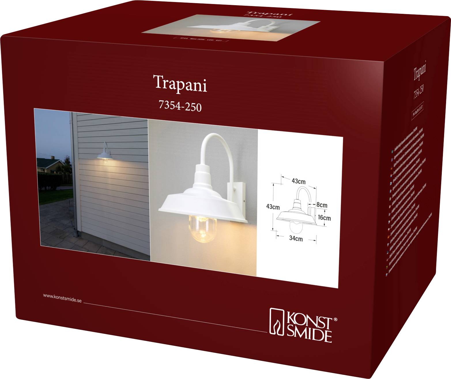 Konstsmide Trapani 7354-250 Buitenlamp (wand) E27 20 W Wit