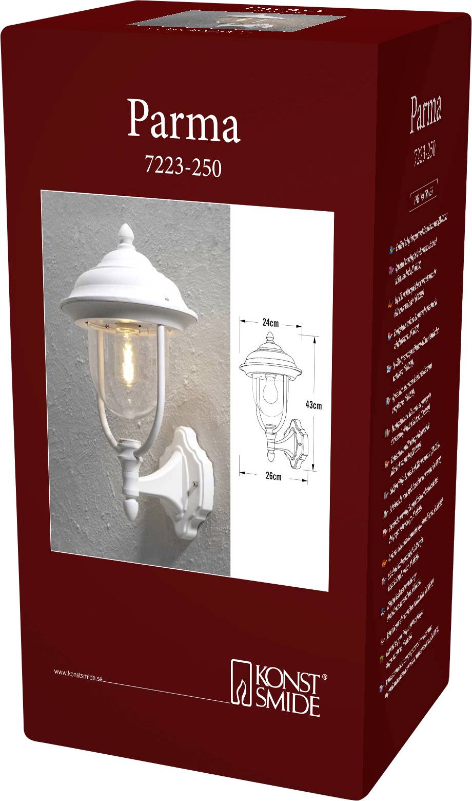 Konstsmide Parma 7223-250 Buitenlamp (wand) E27 75 W Wit