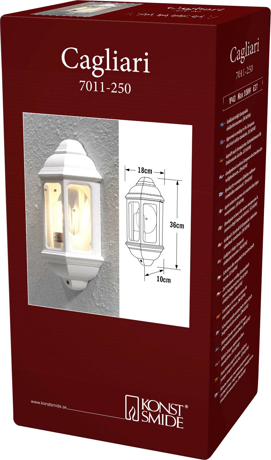 Konstsmide Cagliari 7011-250 Buitenlamp (wand) E27 100 W Wit