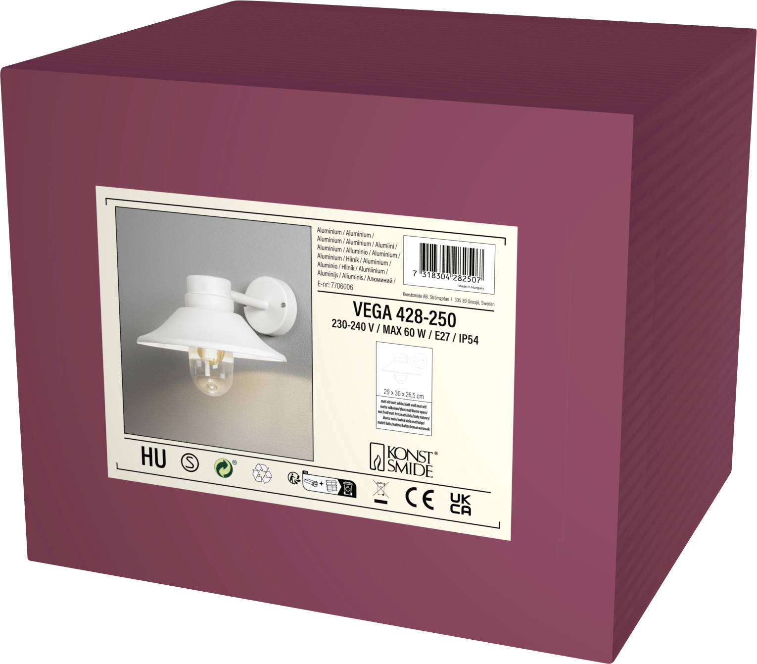 Konstsmide Vega 428-250 Buitenlamp (wand) E27 60 W Wit