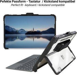 Futrola za tablet kompatibilna s tipkovnicom i postoljem, prikazana u krajolikom orijentacijom zaslona i funkcijom postolja.