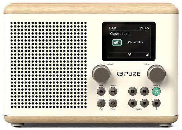 Pure Classic H4 Cotton White/Oak EU/UK desktop radio DAB+ (1012), FM Bluetooth®, AUX  funkcija alarma hrast, bijela