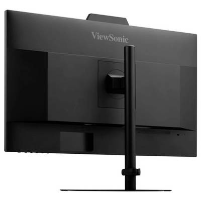 Crni ViewSonic računalni monitor prikazan je straga, postavljen na stalku.