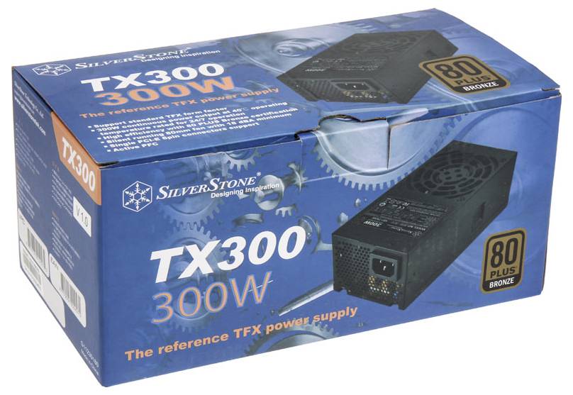 'TX300 300W TFX napajanje, certificirano 80 PLUS Bronze, s logotipom SilverStone brenda i slikom jedinice napajanja.'