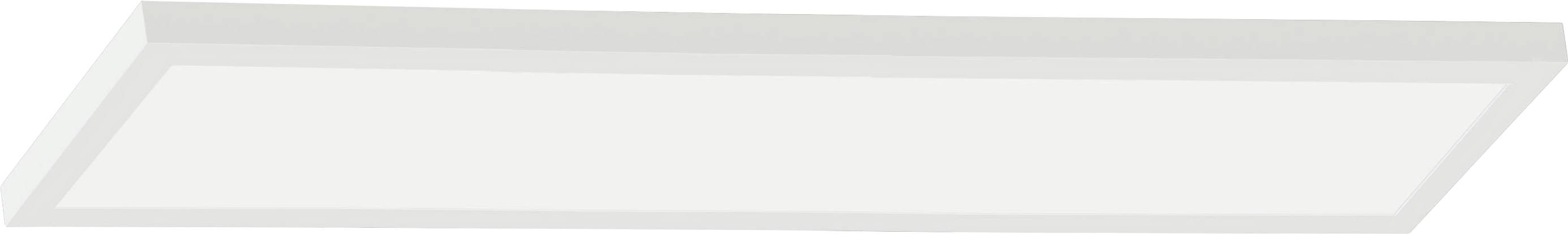 Pravokutni LED panel za osvjetljenje s tankim, bijelim okvirom, snimljen iz niskog kuta pred jednostavnom pozadinom.