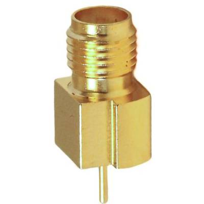 Adapter SMA konektora presvučen zlatom, pravokutnog oblika, s navojnim vanjskim dijelom i pinom, korišten za RF (radio-frekventne) spojeve.