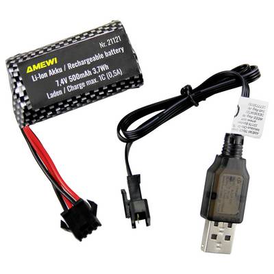 Punjiva litij-ionska baterija kapaciteta 500mAh i napona 7,4V, s priloženim USB punjačkim kabelom i konektorom.