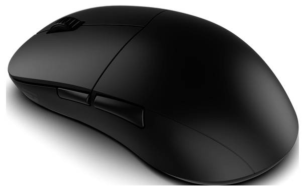 Elegantan crni računalni miš s kotačićem za pomicanje i tipkama za klikanje, dizajniran za ergonomsku upotrebu.