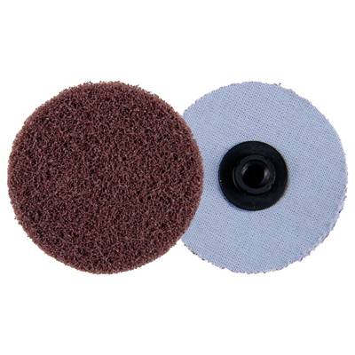 Prikazana su dva abrazivna diska. Prvi je smeđe boje s grubom teksturom, dok je drugi svjetloplav s crnom plastičnom pričvrsnom jedinicom.