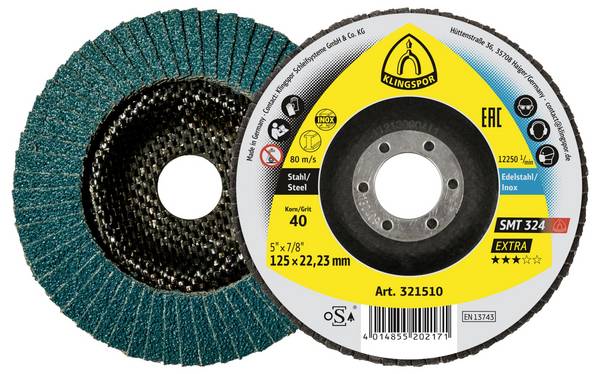 Klingspor 321647 SMT 324 abrazivni lamelni disk, 115 x 22,23 mm, granulacija 60, ravni promjer 115 mm    10 St.