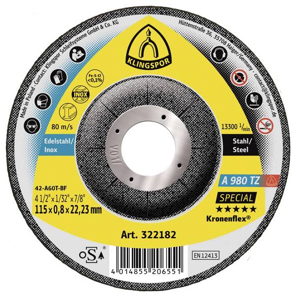 Klingspor A 980 TZ Special 322182 rezna ploča s glavom 115 mm 25 St. nehrđajući čelik, čelik, obojeni metali