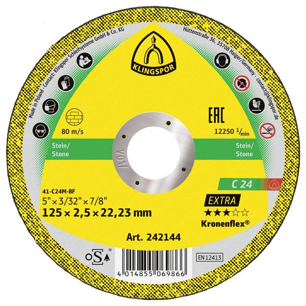 Klingspor C 24 Extra 242144 rezna ploča ravna 125 mm 25 St. kamen, beton