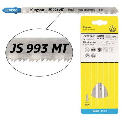 Klingspor 670505 JS 993 MT listovi ubodne pile, 132 x 8 x 1 mm, korisna duljina 110 mm, bimetalni, glodani, valoviti, 16-0