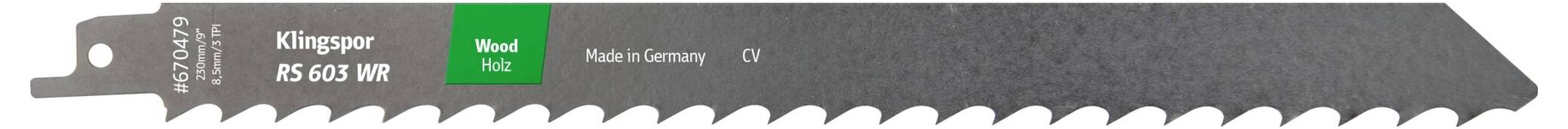 Klingspor 670479 RS 603 WR reciprozaagbladen, 230 x 19 x 1,2 mm werklengte 210 Crom-vanadium, gefreesd, gezet, 3 tanden per inch, SB-verpakt in doos