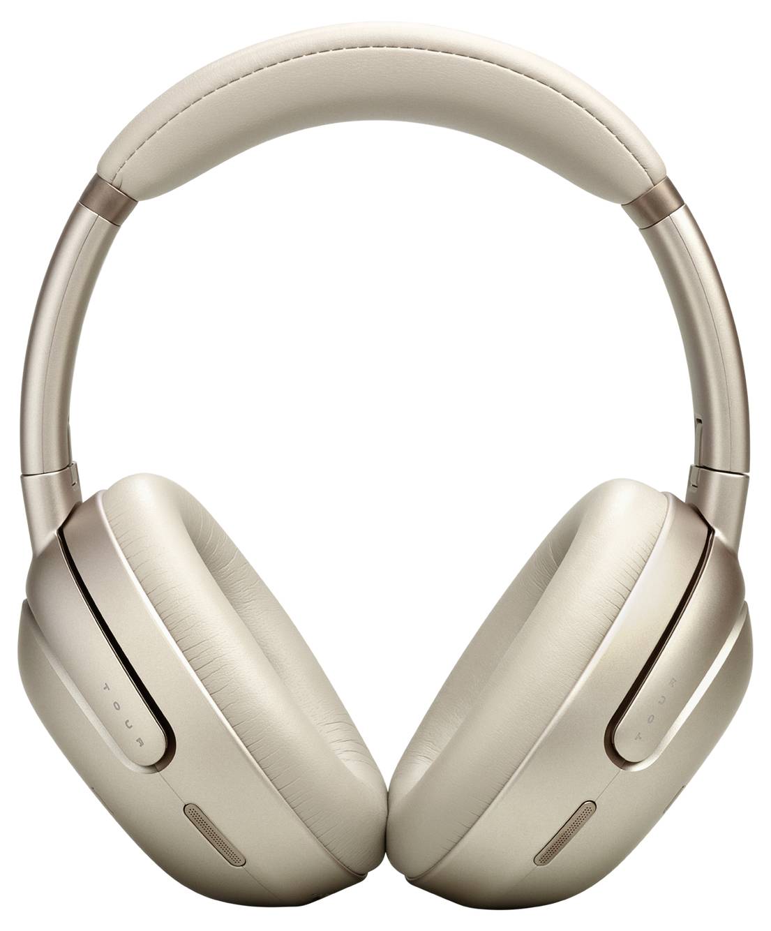 Bež over-ear slušalice s jastukom na headband-u i ušnim školjkama, prikazane na bijeloj pozadini.