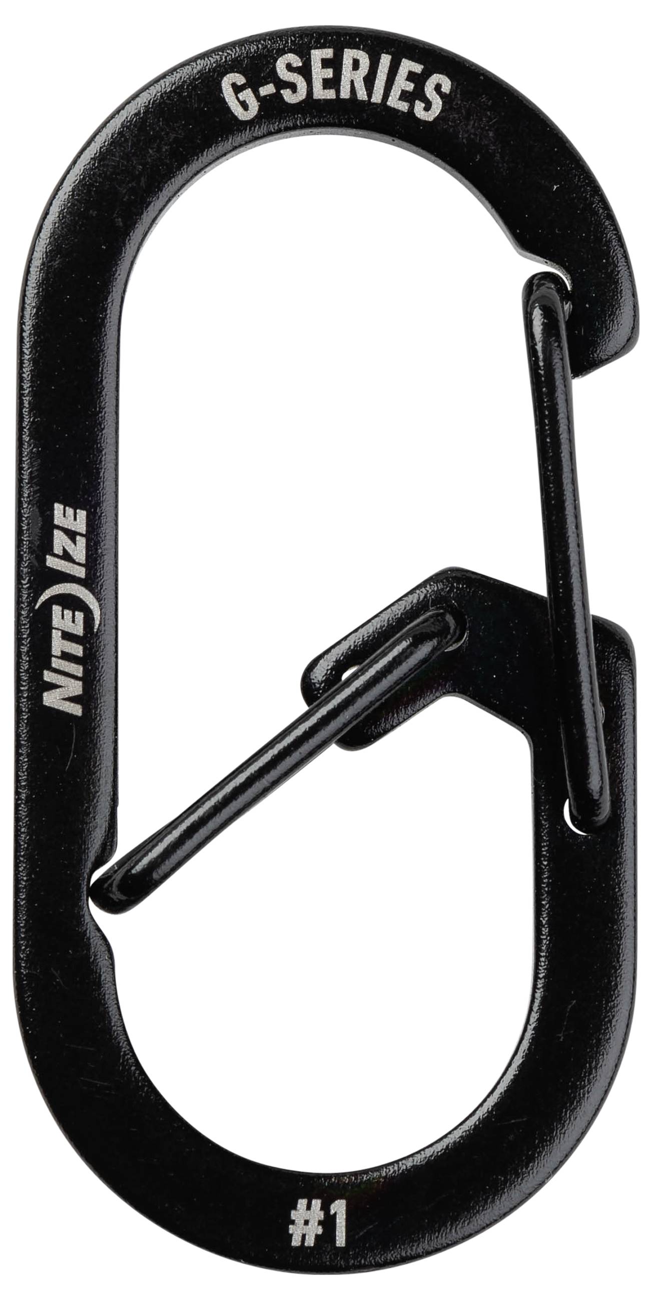 Nite Ize G-Series #1 karabiner kopča, crna, ovalnog oblika s vratima za osiguravanje predmeta.