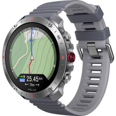 Pametni sat s topografskom kartom na ekranu, koji prikazuje rutu navigacije. Display pokazuje udaljenost od '25,45 km' i preostalih '75 m'.