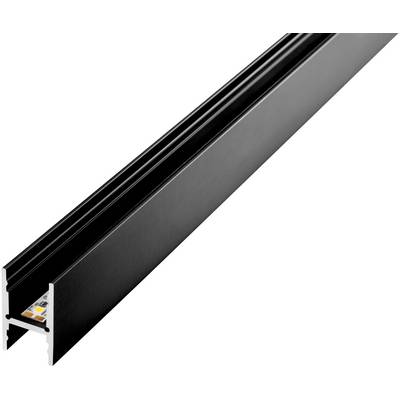 Crni aluminijski LED profil za instalaciju osvjetljenja, prikazan u dijagonalnom prikazu s vidljivom LED trakom u unutrašnjosti.