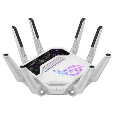 Visoko-performantni Wi-Fi usmjerivač s osam elegantnih antena i osvjetljenim LED dizajnom, koji sugerira naprednu tehnologiju i povezivost.