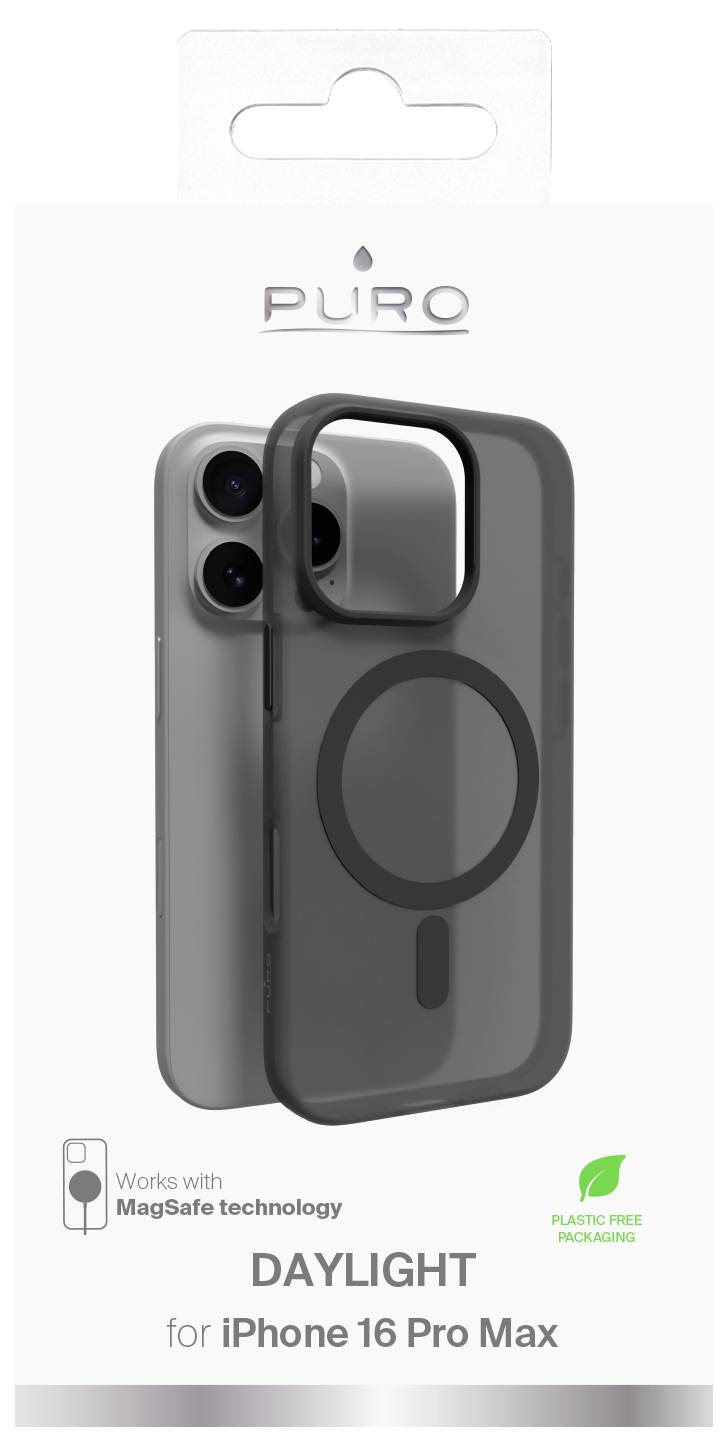 Pakiranje futrole za iPhone 16 Pro Max. Futrola "DAYLIGHT" kompatibilna s MagSafe tehnologijom i ambalaža bez plastike.