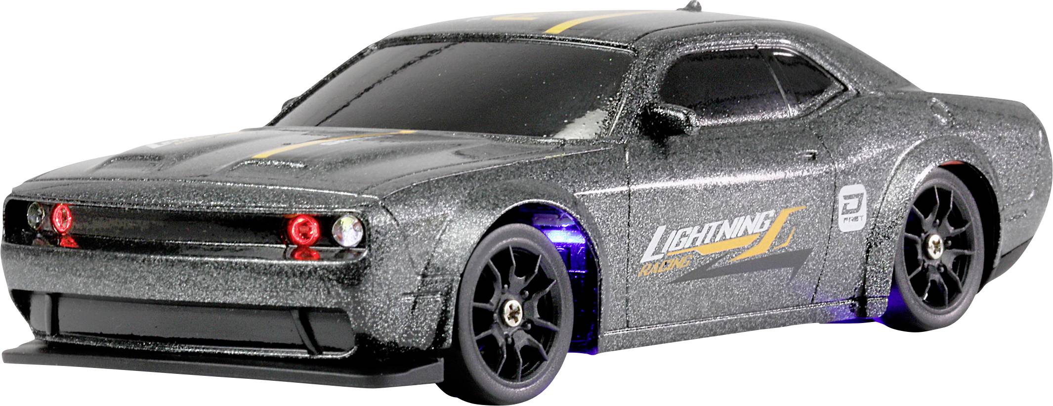 Elegantni crni sportski automobil modela s riječju 'Lightwing' na boku, koji ima crvena prednja svjetla i sjajan završni sjaj.