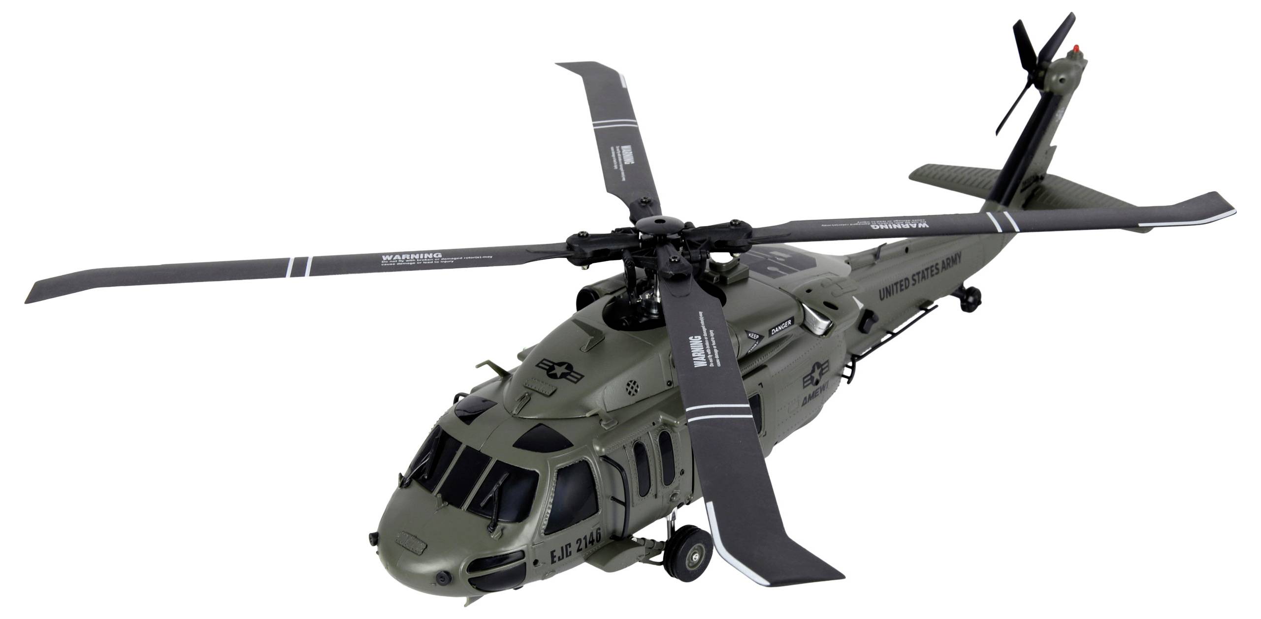 Model helikoptera s mat sivo završnom bojom i detaljnim kracima rotora, nalik vojnom zrakoplovu, prikazan je u zraku.