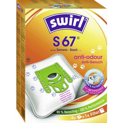 Vrećice za usisavač 'Swirl S 67' za Siemens i Bosch, s protumirisnom značajkom, 55% recikliranja i 100% učinkovitosti. Uključuje Ecopower filter.