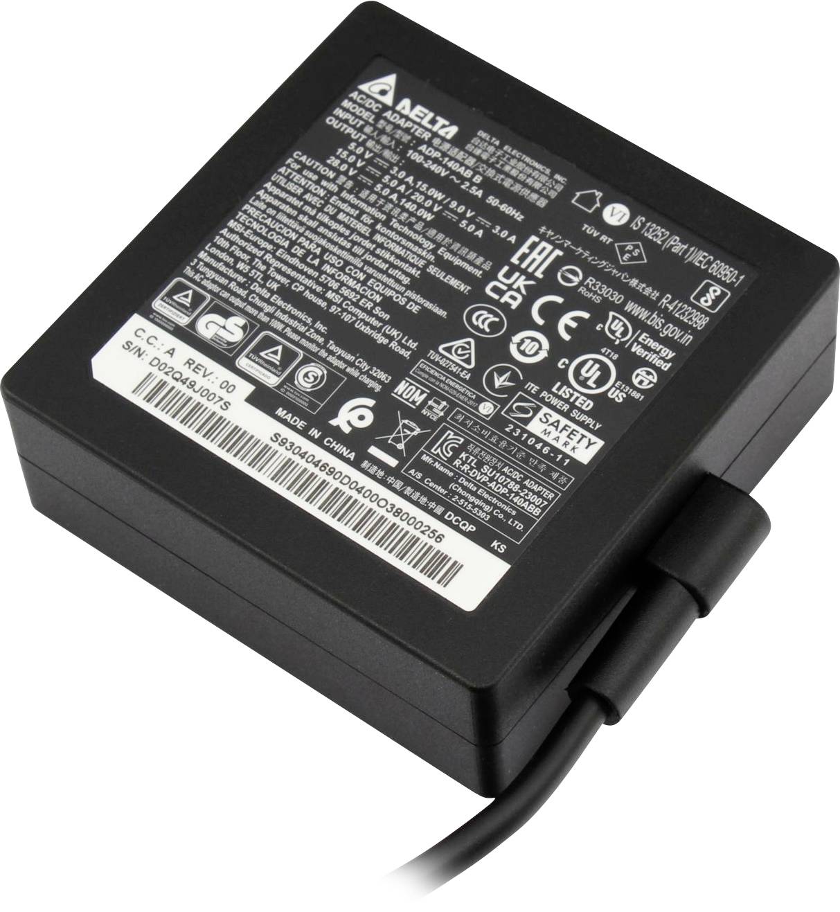 MSI Netzteil S93-0404690-D04 Laptop netvoeding 140 W 28 V 5 A