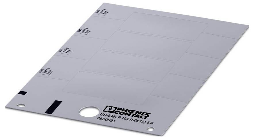 Phoenix Contact 0830991 US-EMLP-HA (60X30) SR Opschriftlabel Montagemethode: Plakken Markeringsvlak: 60 x 30 mm Aantal markeringen: 4 10 stuk(s)